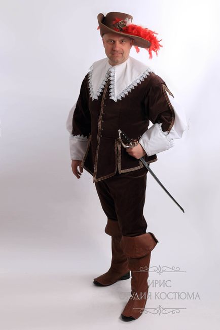 Французский мужской костюм 17 века коричневый